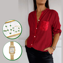 Camisa Casual Glimmer + BRINDES: Relógio Premium e Semijoias 3 Peças Trevo