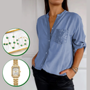 Camisa Casual Glimmer + BRINDES: Relógio Premium e Semijoias 3 Peças Trevo