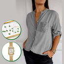 Camisa Casual Glimmer + BRINDES: Relógio Premium e Semijoias 3 Peças Trevo