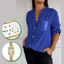 Camisa Casual Glimmer + BRINDES: Relógio Premium e Semijoias 3 Peças Trevo