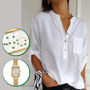 Camisa Casual Glimmer + BRINDES: Relógio Premium e Semijoias 3 Peças Trevo