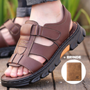 Sandália de Couro Premium Masculina - Fortallo + BRINDE: Carteira de Couro